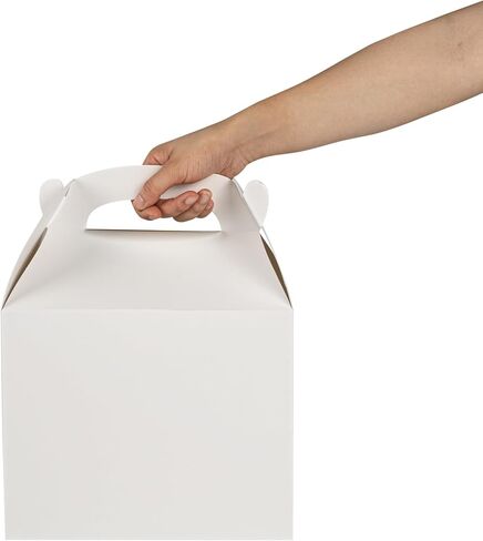 Bio Tek 10 x 7 x 8 Inch Gable Boxes For Party Favors, 25 Durable Barn Boxes - With Built-In Handle, Greaseproof, White Paper Barn Boxes, For Special Events Or Parties - Restaurantware in Saudi Arabia