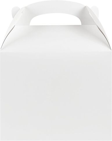 Bio Tek 10 x 7 x 8 Inch Gable Boxes For Party Favors, 25 Durable Barn Boxes - With Built-In Handle, Greaseproof, White Paper Barn Boxes, For Special Events Or Parties - Restaurantware in Saudi Arabia