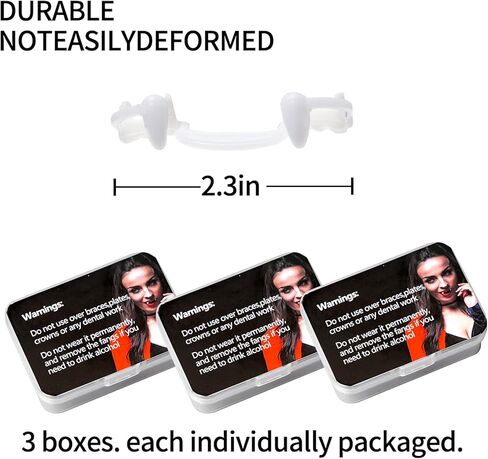 وونصنز 3 قطع من انياب مصاصي الدماء القابلة للسحب للهالوين، لا تخدش اللثة، اسنان مصاصي الدماء المرعبة، اسنان وهمية تنكرية، اسنان مصاص دماء مزيفة، دعامات قابلة للسحب، اسنان مصاص دماء مرعبة in Kuwait