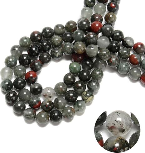 122Pcs(2 Strand/Set) 6mm African Bloodstone Smooth Round Beads Natural Stone Beads AAA Grade Premium Round Gemstone Genuine Real Stone Loose for DIY Bracelet Jewelry String Making in Kuwait