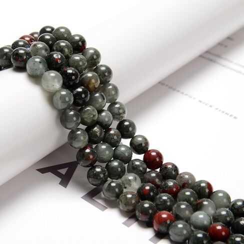 122Pcs(2 Strand/Set) 6mm African Bloodstone Smooth Round Beads Natural Stone Beads AAA Grade Premium Round Gemstone Genuine Real Stone Loose for DIY Bracelet Jewelry String Making in Kuwait