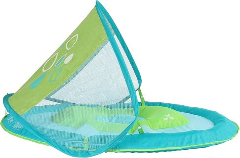SwimWays Baby Spring Float with Canopy - Inflatable Float for Children with Detached Floating Toys and UPF Sun Protection - Aqua/Green in Saudi Arabia