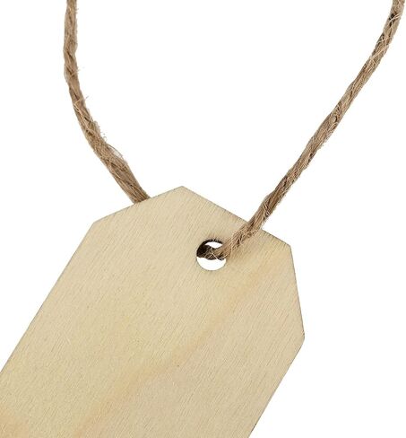 MANCHAP 200 Pieces 1-1/4 x 2-1/4 Inch Wood Gift Tags, Unfinished Blank Wooden Gift Tags Labels with Holes and Jute Twine for DIY Craft Projects, Home Decoration, Painting and Staining in Saudi Arabia
