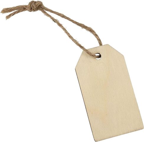 MANCHAP 200 Pieces 1-1/4 x 2-1/4 Inch Wood Gift Tags, Unfinished Blank Wooden Gift Tags Labels with Holes and Jute Twine for DIY Craft Projects, Home Decoration, Painting and Staining in Saudi Arabia