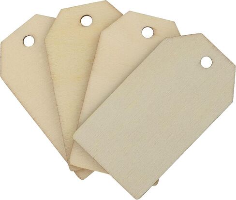 MANCHAP 200 Pieces 1-1/4 x 2-1/4 Inch Wood Gift Tags, Unfinished Blank Wooden Gift Tags Labels with Holes and Jute Twine for DIY Craft Projects, Home Decoration, Painting and Staining in Saudi Arabia