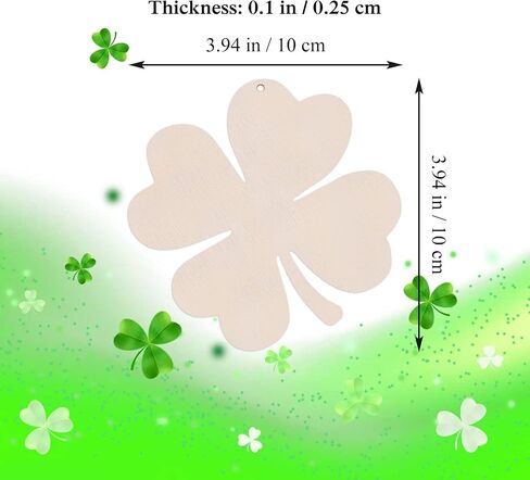 20pcs Shamrock Wood DIY Crafts Cutouts Wooden St. Patrick's Day Hanging Ornaments with Hole Hemp Ropes Gift Tags for Irish Festival St. Patrick's Day Party Decorations in Saudi Arabia