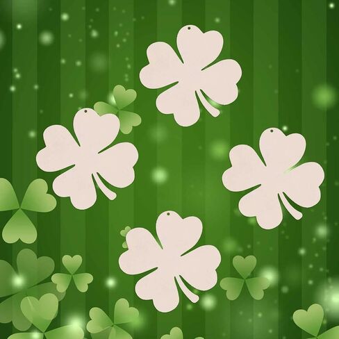 20pcs Shamrock Wood DIY Crafts Cutouts Wooden St. Patrick's Day Hanging Ornaments with Hole Hemp Ropes Gift Tags for Irish Festival St. Patrick's Day Party Decorations in Saudi Arabia