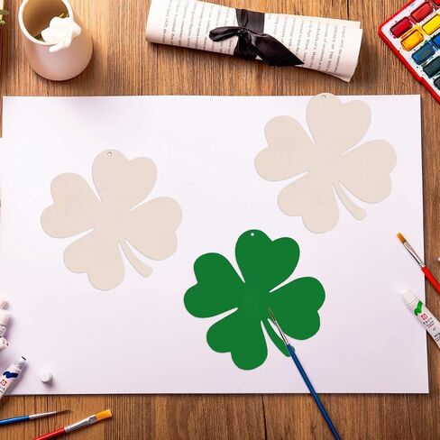 20pcs Shamrock Wood DIY Crafts Cutouts Wooden St. Patrick's Day Hanging Ornaments with Hole Hemp Ropes Gift Tags for Irish Festival St. Patrick's Day Party Decorations in Saudi Arabia