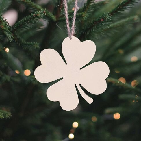 20pcs Shamrock Wood DIY Crafts Cutouts Wooden St. Patrick's Day Hanging Ornaments with Hole Hemp Ropes Gift Tags for Irish Festival St. Patrick's Day Party Decorations in Saudi Arabia