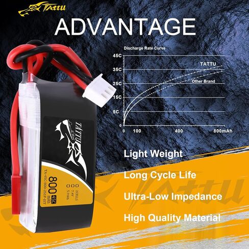 حزمة بطارية TATTU 800mAh 7.4V 45C 2S1P LiPo مع قابس JST-SYP لحجم صغير FPV Torrent 110 in Saudi Arabia