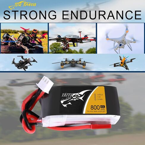 حزمة بطارية TATTU 800mAh 7.4V 45C 2S1P LiPo مع قابس JST-SYP لحجم صغير FPV Torrent 110 in Saudi Arabia
