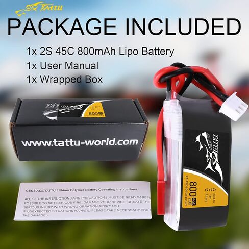 حزمة بطارية TATTU 800mAh 7.4V 45C 2S1P LiPo مع قابس JST-SYP لحجم صغير FPV Torrent 110 in Saudi Arabia