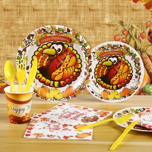 PIUMOJ Thanksgiving Fall Tableware Decorations, Autumn Pumpkin Maple Leaves Dinnerware Kit, Thanksgiving Banners Napkins Plates Cups Ballons for 16 Guests Autumn Thanksgiving Day Party Supplies in Saudi Arabia
