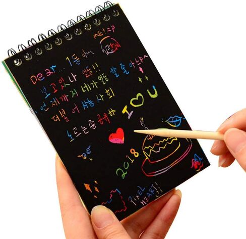 او جي او دي عبوة من 8 قطع من ورق ملاحظات الخدش للاطفال، ورق فني خدش للفنون والحرف اليدوية للهدايا وهدايا الحفلات in Kuwait