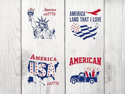 Hying 9PCS Patriotic Stencils for Painting on Wood Wall, 7.9 x 7.9 Inch Reusable 4th of July Stencils, Labor Day American Flag USA Patriotic Stencil Template for DIY Crafts Decorations Supplies in Saudi Arabia