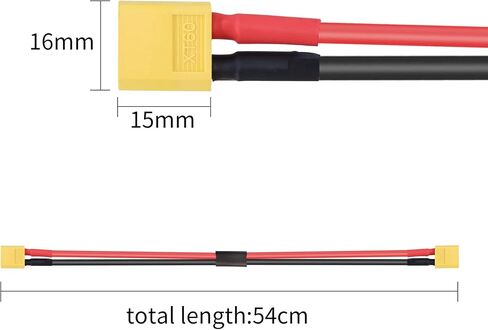 RIIEYOCA XT60 أنثى إلى XT60 موصل سالب مع سلك سيليكون 0.5 متر 12AWG لبطارية ليبو RC طائرة بدون طيار FPV in Kuwait