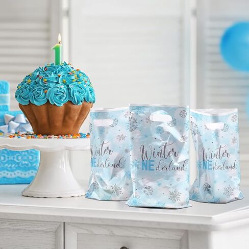 اكياس هدايا شتوية - 100 قطعة من اكياس البلاستيك (لون ازرق شتوي) in Kuwait