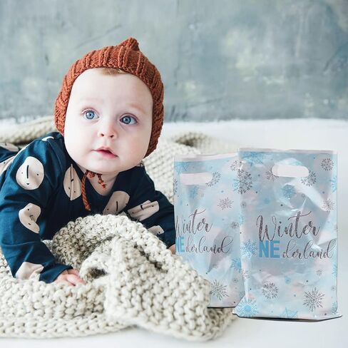 اكياس هدايا شتوية - 100 قطعة من اكياس البلاستيك (لون ازرق شتوي) in Kuwait