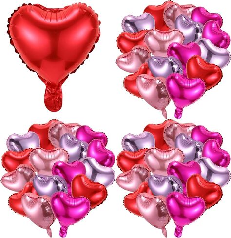100 Pcs Valentine's Day Foil Heart Shaped Balloons 10 Inch Heart Mylar Balloons, Pink Balloons Heart Balloon for Wedding Birthday Engagement Valentine's Day Party Decoration in Saudi Arabia