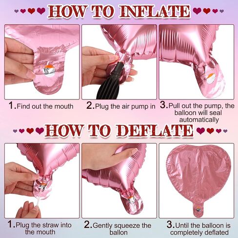 100 Pcs Valentine's Day Foil Heart Shaped Balloons 10 Inch Heart Mylar Balloons, Pink Balloons Heart Balloon for Wedding Birthday Engagement Valentine's Day Party Decoration in Saudi Arabia
