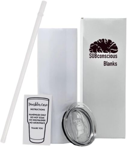 الفراغات الباطنة 20oz البهلوانات التسامي، 2-حزمة فارغة، أكواب شرب نحيفة مستقيمة مع 2 قش بلاستيكية قابلة لإعادة الاستخدام وغطاءين، يدعم عمليات نقل الحرارة DIY، جدار مزدوج من الفولاذ المقاوم للصدأ، استخدام السفر in Kuwait