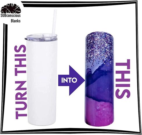 الفراغات الباطنة 20oz البهلوانات التسامي، 2-حزمة فارغة، أكواب شرب نحيفة مستقيمة مع 2 قش بلاستيكية قابلة لإعادة الاستخدام وغطاءين، يدعم عمليات نقل الحرارة DIY، جدار مزدوج من الفولاذ المقاوم للصدأ، استخدام السفر in Kuwait