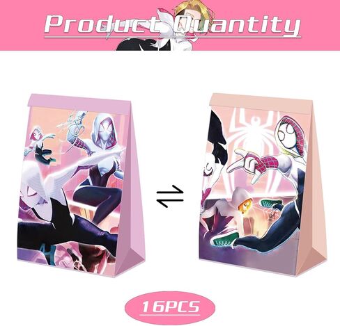 16 قطعة من أكياس حفلات العنكبوت الوردي من Nuwontun هدايا حفلات العنكبوت جوين للأطفال والبنات العنكبوتية ومستلزمات الحفلات والزينة in Kuwait