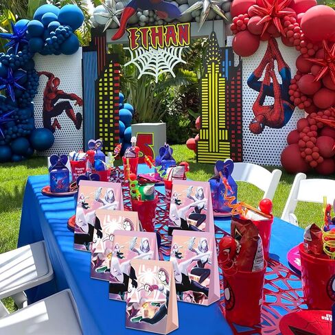 16 قطعة من أكياس حفلات العنكبوت الوردي من Nuwontun هدايا حفلات العنكبوت جوين للأطفال والبنات العنكبوتية ومستلزمات الحفلات والزينة in Kuwait