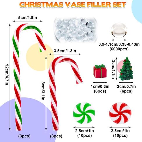 OneNine 7138 Pieces Christmas Vase Filler Water Beads Transparent Christmas Baubles Plastic Christmas Vase Filler Pearl for Christmas Family Table Party Decorations in Kuwait
