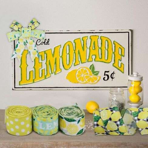 شريط بطول 32 ياردة بطول 32 ياردة من 4 لفات من الخيش الصيفي والقماش القطني والليمون لتزيين الحرف اليدوية وتغليف الهدايا واكاليل الزهور وربطات الشعر وديكور المنزل in Kuwait