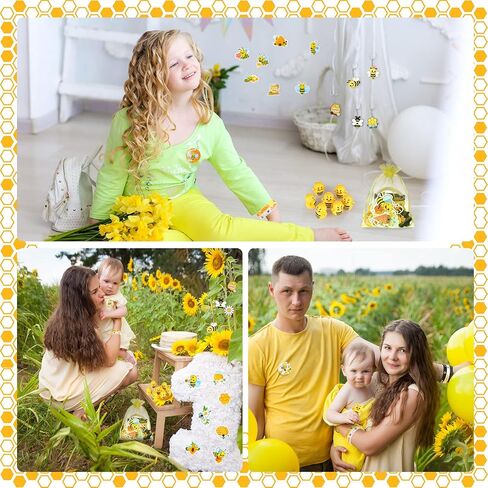110 Pcs Bee Theme Party Favors Bee Classroom Decorations Color Bee Toy Tumbler Wobbler Yellow Wristband Keychain Button Pin Honey Stickers gift bag for Bee Class Reward Gift Prizes party supplies in Saudi Arabia
