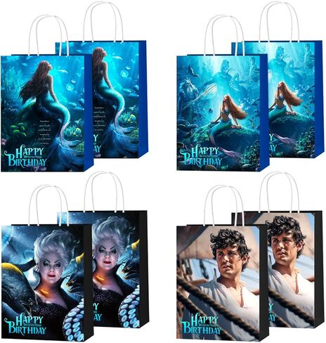 16Pcs Black Little Mermaid 2023 Party Favor Gift Bags, Ariel Birthday Party Supplies with 4 Styles The Little Mermaid 2023 Theme Party Bags with Handles for Boys and Girls Birthday Party Decorations in Kuwait