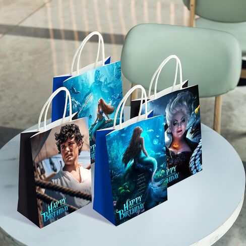 16Pcs Black Little Mermaid 2023 Party Favor Gift Bags, Ariel Birthday Party Supplies with 4 Styles The Little Mermaid 2023 Theme Party Bags with Handles for Boys and Girls Birthday Party Decorations in Kuwait