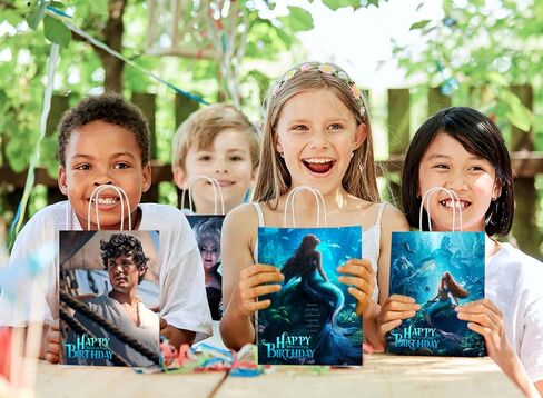 16Pcs Black Little Mermaid 2023 Party Favor Gift Bags, Ariel Birthday Party Supplies with 4 Styles The Little Mermaid 2023 Theme Party Bags with Handles for Boys and Girls Birthday Party Decorations in Kuwait