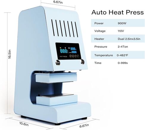 ماكينة ضغط حراري هيدروليكية أوتوماتيكية 4 طن مع إطلاق تلقائي، ألواح تسخين مزدوجة 3 × 5 بوصة، حزمة ملحقات كاملة in Kuwait