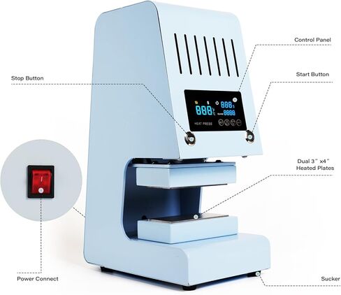 ماكينة ضغط حراري هيدروليكية أوتوماتيكية 4 طن مع إطلاق تلقائي، ألواح تسخين مزدوجة 3 × 5 بوصة، حزمة ملحقات كاملة in Kuwait