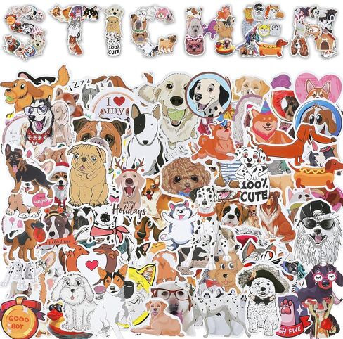 Skylety 130 Pieces Cute Dog Stickers Vinyl DIY Puppy Stickers Waterproof Stickers for Water Bottles Laptop Scrapbook Skateboard Bicycle Car Phone Cases in Saudi Arabia