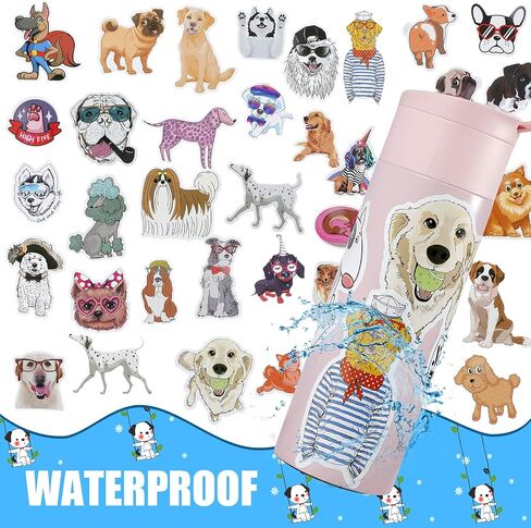 Skylety 130 Pieces Cute Dog Stickers Vinyl DIY Puppy Stickers Waterproof Stickers for Water Bottles Laptop Scrapbook Skateboard Bicycle Car Phone Cases in Saudi Arabia
