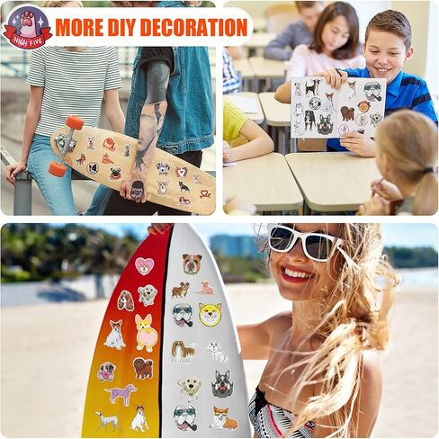 Skylety 130 Pieces Cute Dog Stickers Vinyl DIY Puppy Stickers Waterproof Stickers for Water Bottles Laptop Scrapbook Skateboard Bicycle Car Phone Cases in Saudi Arabia