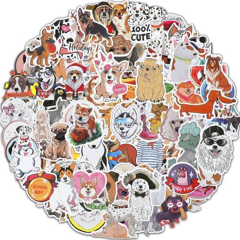 Skylety 130 Pieces Cute Dog Stickers Vinyl DIY Puppy Stickers Waterproof Stickers for Water Bottles Laptop Scrapbook Skateboard Bicycle Car Phone Cases in Saudi Arabia