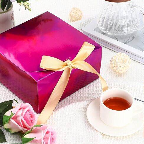10 Pcs Holographic Gift Boxes Gradient Color Gift Boxes with Lids Bridesmaid Proposal Box 8 x 8 x 4 Inch Decorative Favor Boxes Gift Wrap Boxes with Ribbons for Wedding Packaging Birthday Present in Saudi Arabia