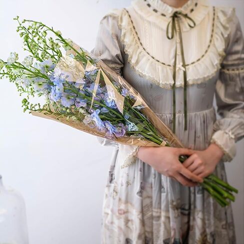 25 عبوة من حافظات الزهور للباقات الكبيرة من اتش دبليو اس فايز، كيس تغليف زهور من ورق الكرافت مع شريط لحفلات الزفاف وعيد الحب واعياد الميلاد ومتجر الزهور in Kuwait