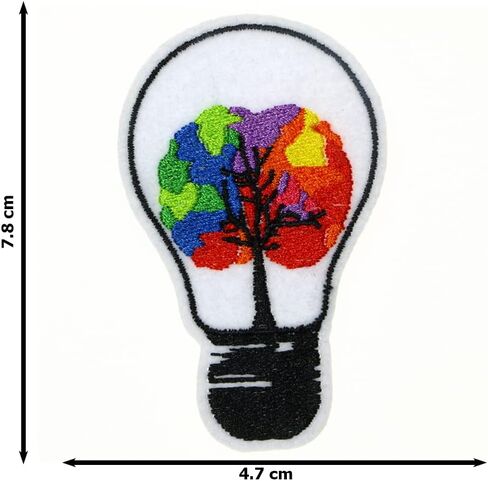 JPT - Light Bulb Lamb Think Idea Brain Tree Cute Cartoon Cool Embroidered Applique Iron/Sew on Patches Badge Cute Logo Patch on Vest Jacket Shirt Hat Jean Clothing Bag in Kuwait