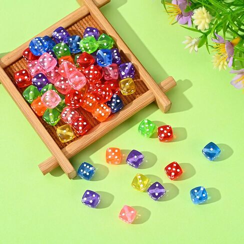 500PCS Colorful Dice Beads 8.5mm Dice Charming Beads 6 Sided Game Dices for Women Necklace Earring Bracelet Making Supplies in Kuwait