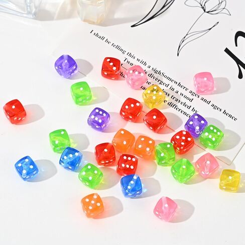 500PCS Colorful Dice Beads 8.5mm Dice Charming Beads 6 Sided Game Dices for Women Necklace Earring Bracelet Making Supplies in Kuwait