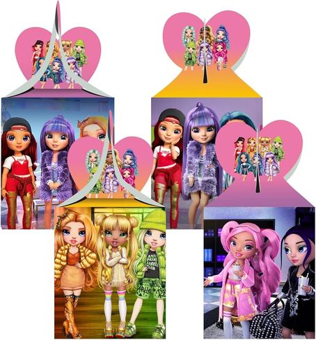 صناديق هدايا للحفلات بنمط دمى رينبو هاي من ميجيما، صناديق هدايا لدمى رينبو هاي الكرتونية، لوازم حفلات اعياد الميلاد، صناديق ديكور، صناديق حلوى in Kuwait