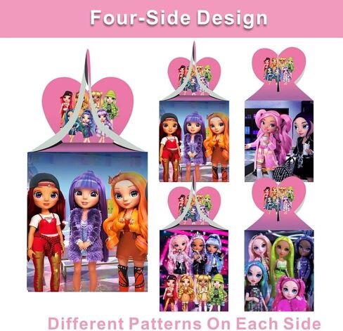 صناديق هدايا للحفلات بنمط دمى رينبو هاي من ميجيما، صناديق هدايا لدمى رينبو هاي الكرتونية، لوازم حفلات اعياد الميلاد، صناديق ديكور، صناديق حلوى in Kuwait