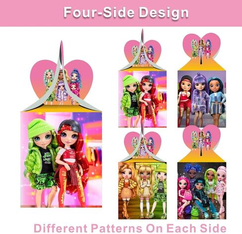 صناديق هدايا للحفلات بنمط دمى رينبو هاي من ميجيما، صناديق هدايا لدمى رينبو هاي الكرتونية، لوازم حفلات اعياد الميلاد، صناديق ديكور، صناديق حلوى in Kuwait