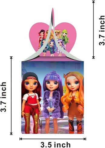 صناديق هدايا للحفلات بنمط دمى رينبو هاي من ميجيما، صناديق هدايا لدمى رينبو هاي الكرتونية، لوازم حفلات اعياد الميلاد، صناديق ديكور، صناديق حلوى in Kuwait