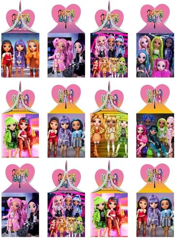 صناديق هدايا للحفلات بنمط دمى رينبو هاي من ميجيما، صناديق هدايا لدمى رينبو هاي الكرتونية، لوازم حفلات اعياد الميلاد، صناديق ديكور، صناديق حلوى in Kuwait